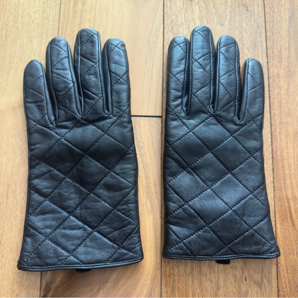 Brown Leather Quilted Gloves Women’s size S